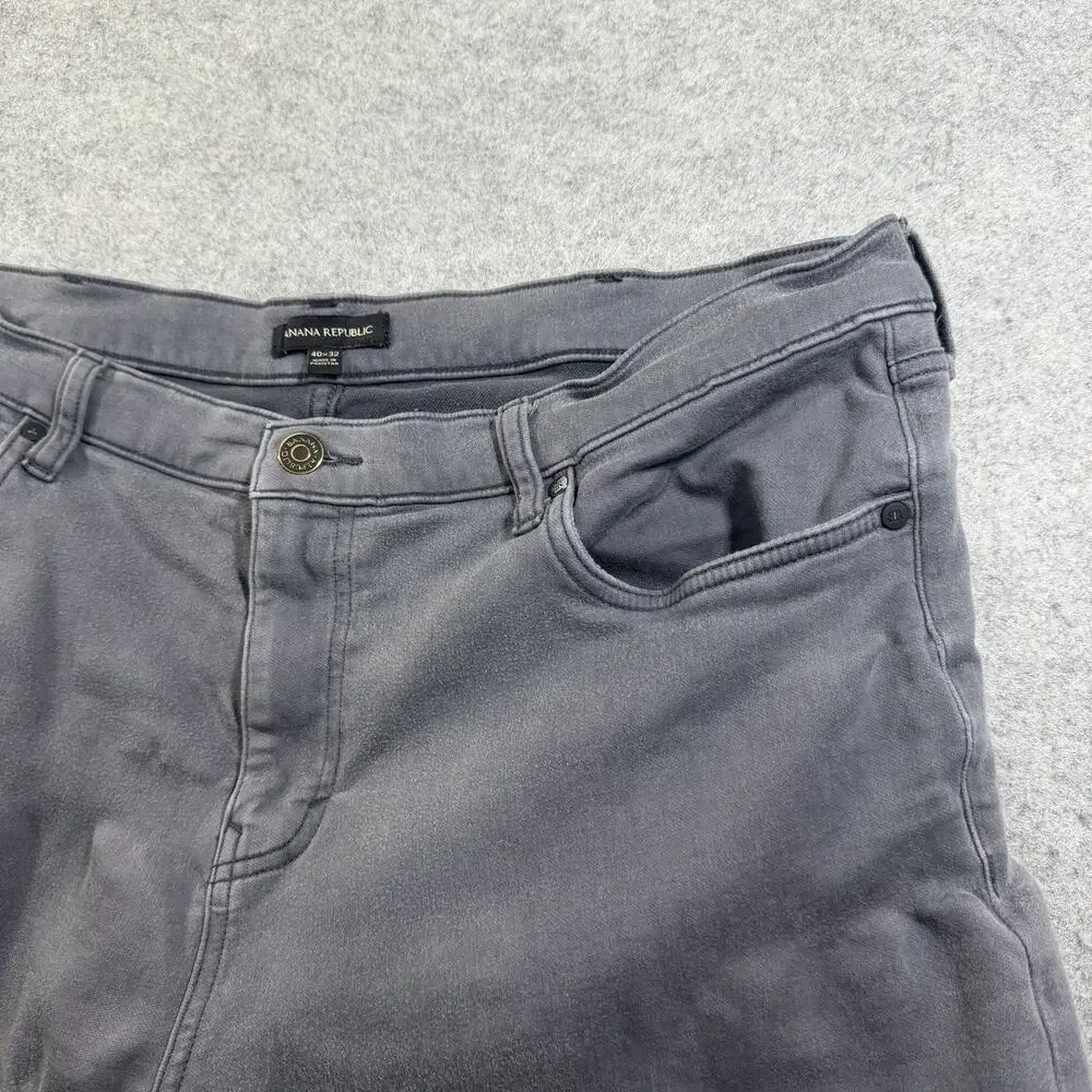 Banana Republic Chino Pants Mens 40x32 Gray Straight Fit Stretch Brushed Twill